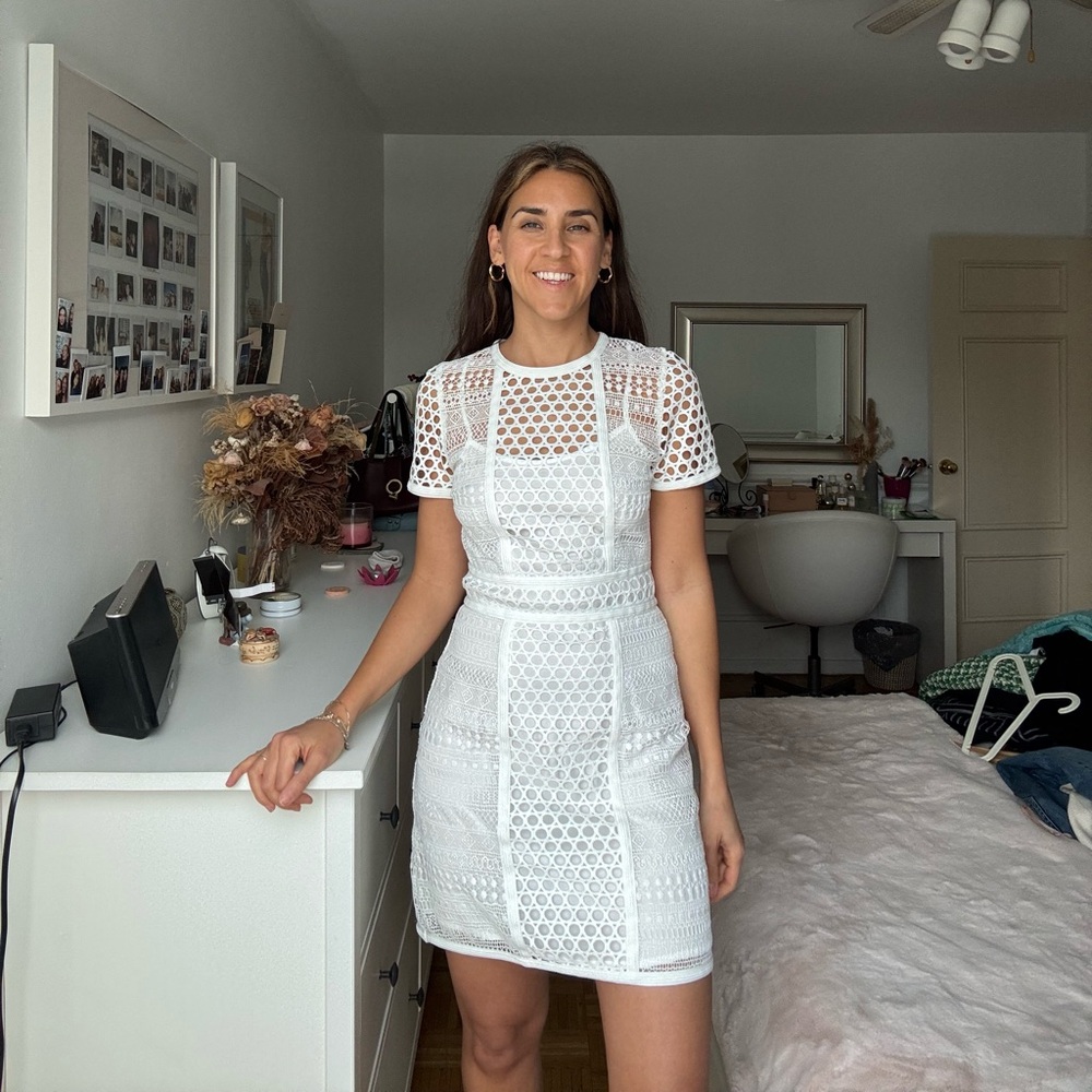 Engagement Dinner White Lace Dress